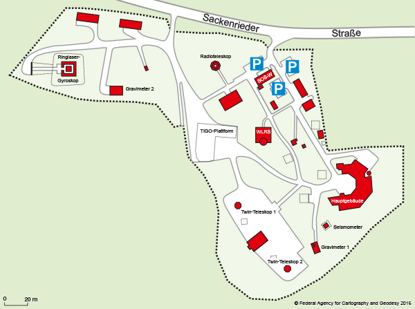 Image shows a premises map of the Observatory Wettzell