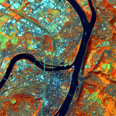Bild zeigt ein Satellitenbild als Multispektrale HR-Aufnahme