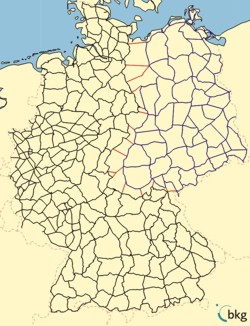 Bild zeigt eine Deutschlandkarte mit einem Netzbild des DHHN92
