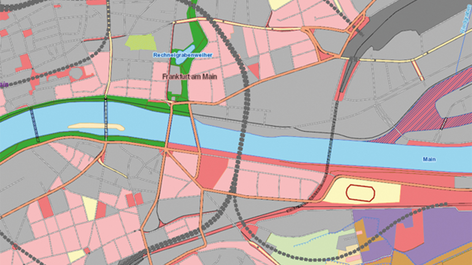 Bild zeigt einen visualisierten Ausschnitt aus dem Digitalen Basis-Landschaftsmodell (Basis-DLM)