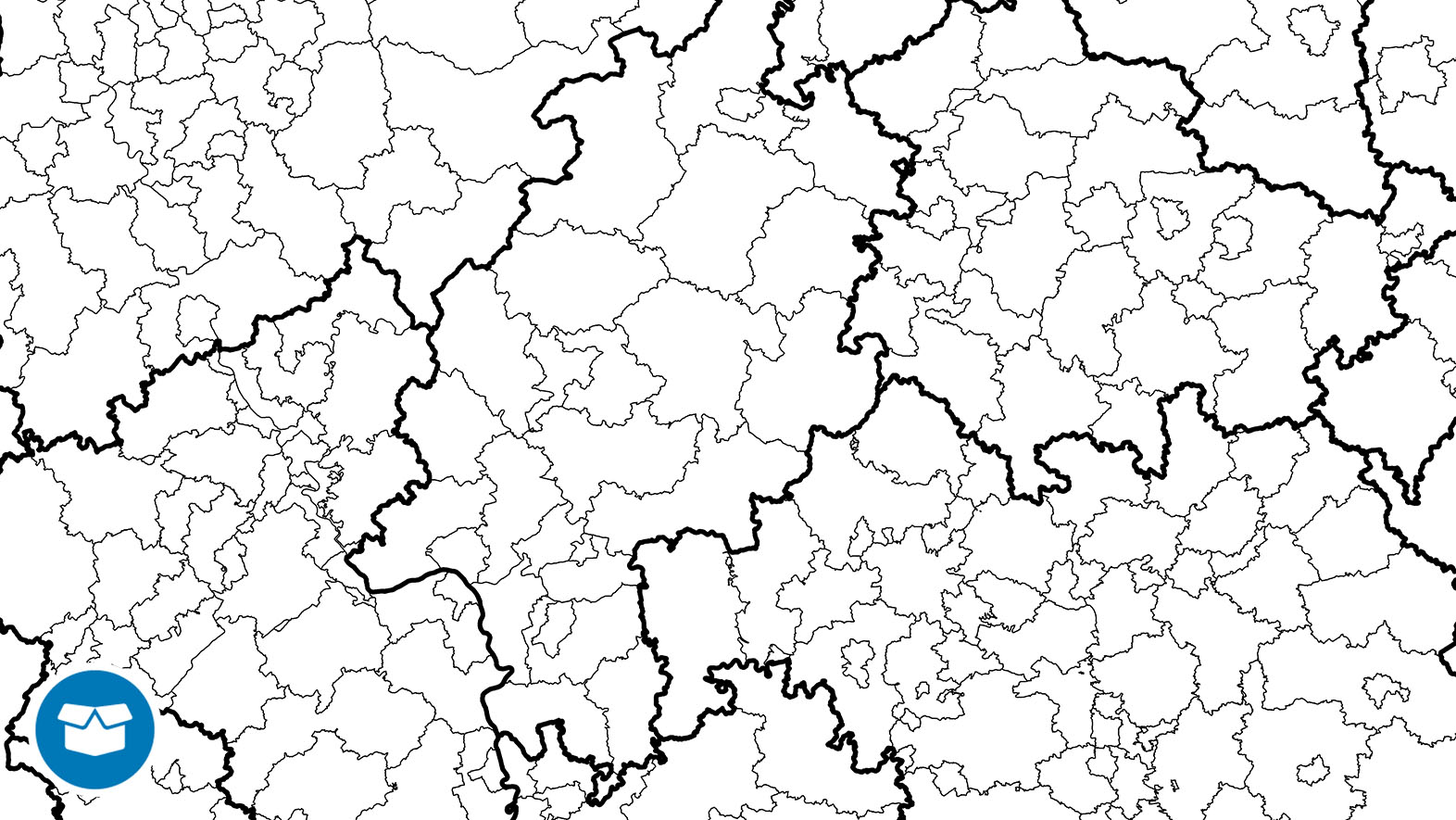 Bild zeigt einen Ausschnitt aus dem Datensatz der Gebietseinheiten im Maßstab 1 : 250 000