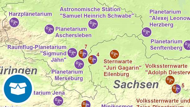 Bild zeigt einen Ausschnitt aus der Themenkarte Planetarien