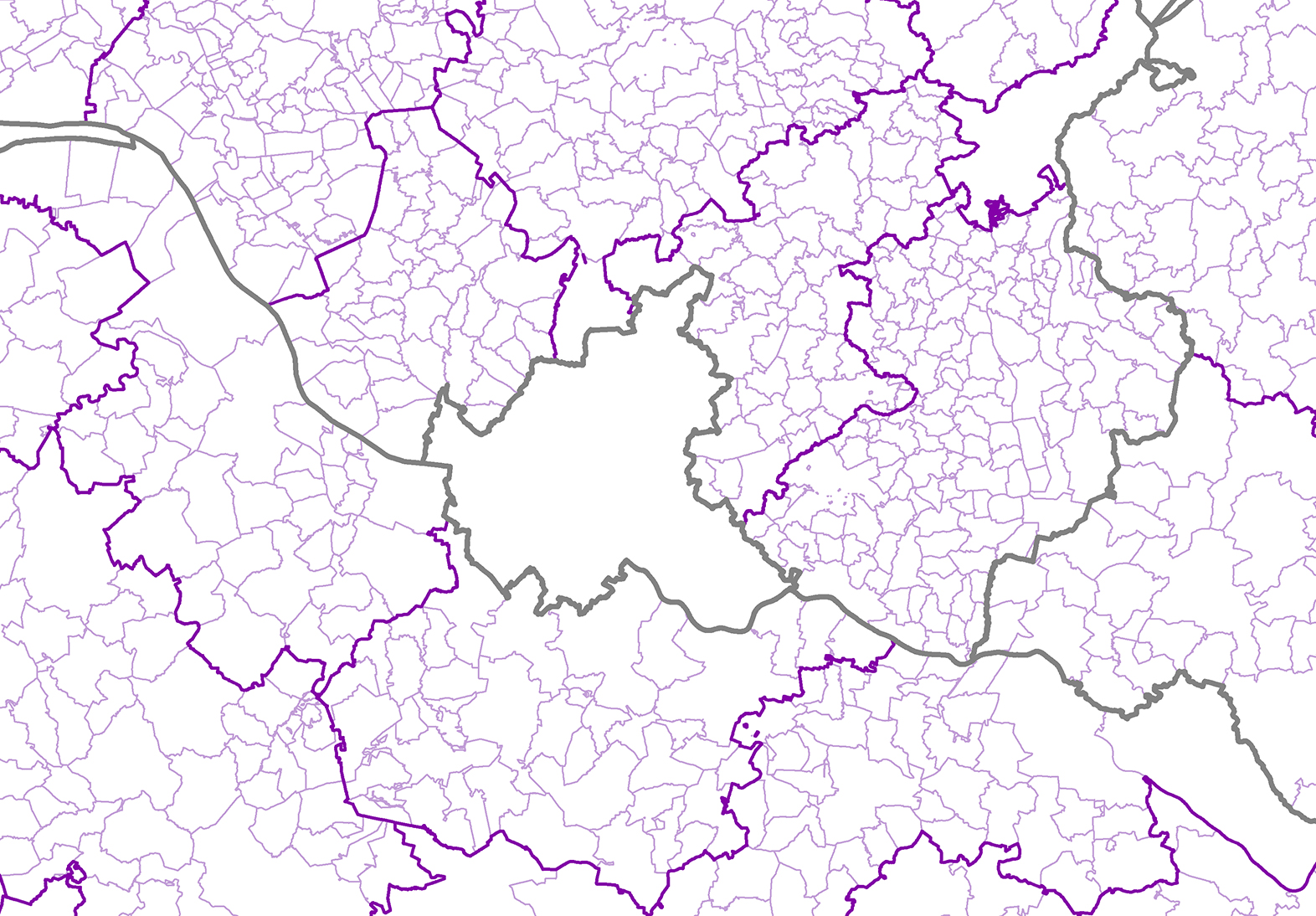 Bild zeigt einen Ausschnitt aus dem Datensatz der Verwaltungsgebiete im Maßstab 1:25 000