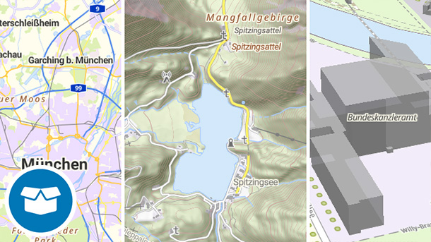 Bild zeigt Ausschnitte aus der basemap.de Web Vektor