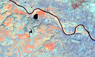 Bild zeigt eine Sentinel 2-Aufnahme (in Infrarot-Darstellung) Bild zeigt eine Sentinel 2-Aufnahme (in Infrarot-Darstellung)