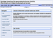 Bild zeigt die Startseite der Geschäftsstelle des Ständigen Ausschusses für Geographische Namen mit Link in neuem Fenster