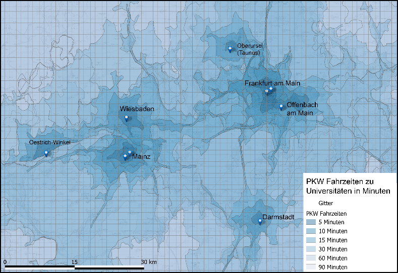 Bild zeigt eine Visualisierung des Rhein-Main Gebiets aus der Gitterzellendatenbank