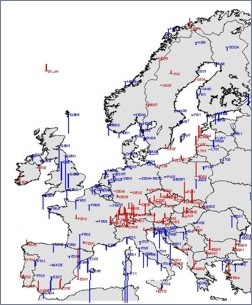 Picture shows a map with the differences of the EGG97 and EUVN height anomalies   Picture shows a map with the differences of the EGG97 and EUVN height anomalies